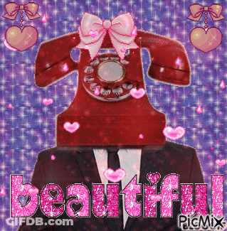 Man With Telephone On Head Saying Beautiful GIF