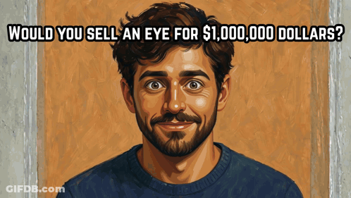 Man With Text Would You Sell An Eye For $1,000,000 GIF
