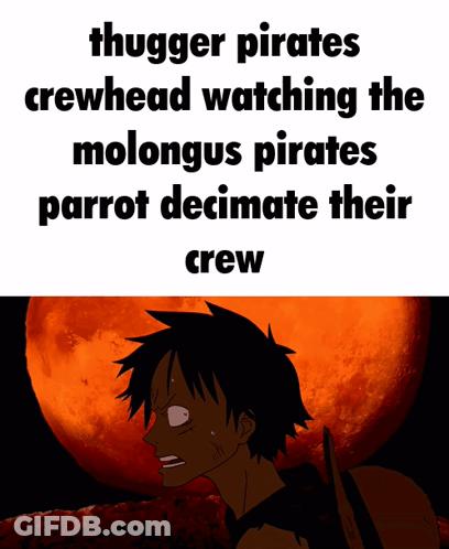 Man With Thugger Pirates Crewhead Watching Molongus Pirates Parrot GIF