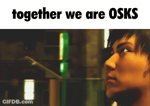 Man With Together We Are Osks Text GIF