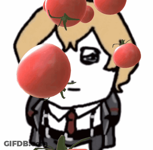 Man With Tomatoes Falling On Face GIF