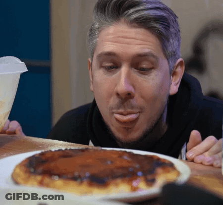 Man With Tongue Out Looking At Food GIF