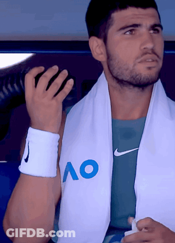 Man With Towel And AO Shirt GIF