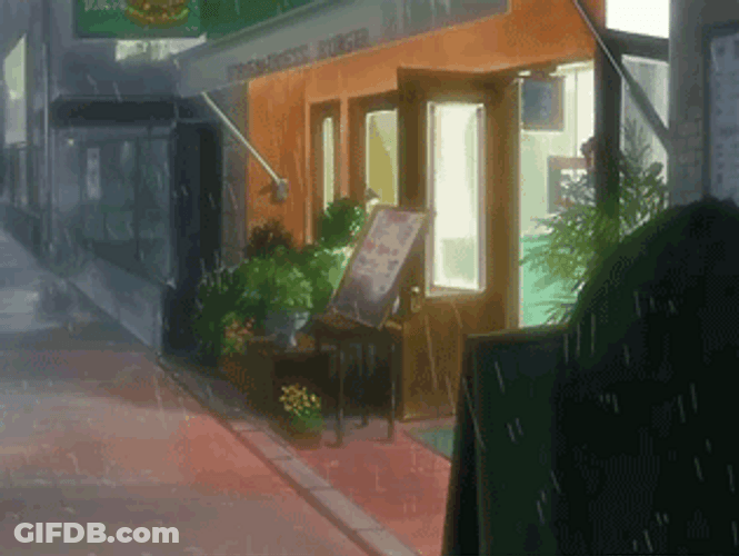 Man With Umbrella Pushing Girl Anime GIF