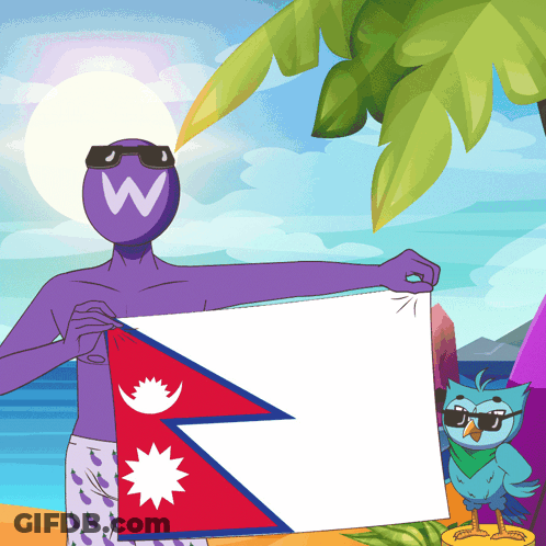 Man With W On Head Holding Flag GIF