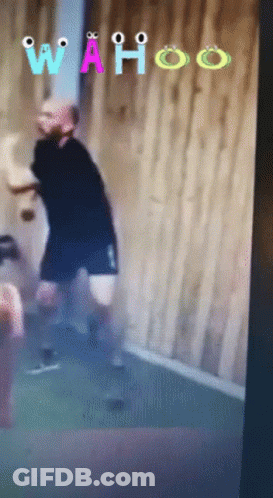 Man With Wahoo On Screen GIF