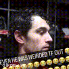 Man With Weirded Out Words GIF