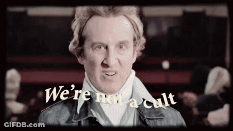 Man With Were Not A Cult Text GIF
