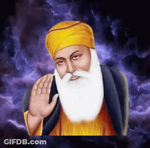 Man With White Beard And Yellow Turban Waving GIF