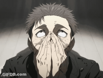 Man With White Eyes Covering Face GIF