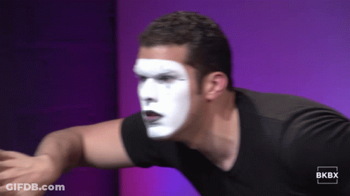 Man With White Face Paint In Black Shirt Saying BKBX GIF