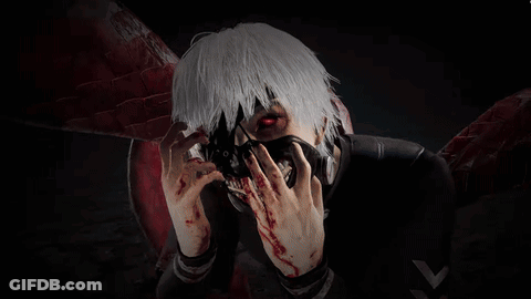 Man With White Hair And Black Mask Lying On Ground GIF