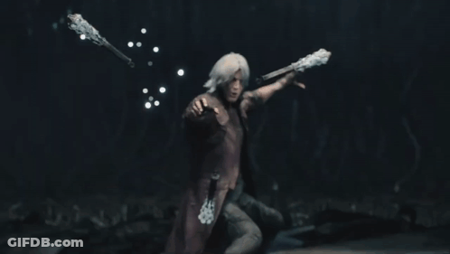 Man With White Hair Holding Gun GIF
