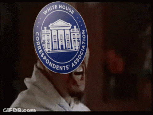 Man With White House Correspondents Association Sticker GIF
