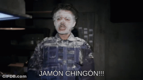 Man With White Paint On Face Says Jamon Chingon GIF