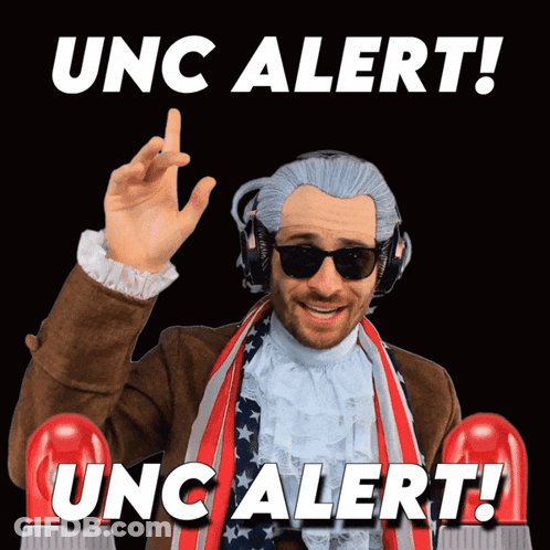 Man With Wig And Headphones Says Unc Alert GIF