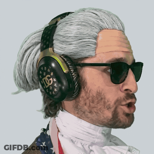 Man With Wig And Headphones With LG GIF