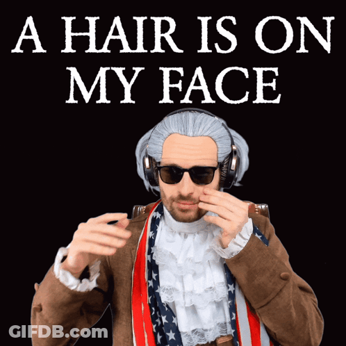 Man With Wig And Sunglasses Saying Hair On Face GIF
