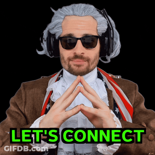 Man With Wig And Sunglasses Says Lets Connect GIF