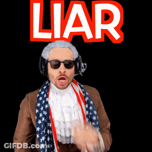 Man With Wig And Sunglasses Says Liar GIF