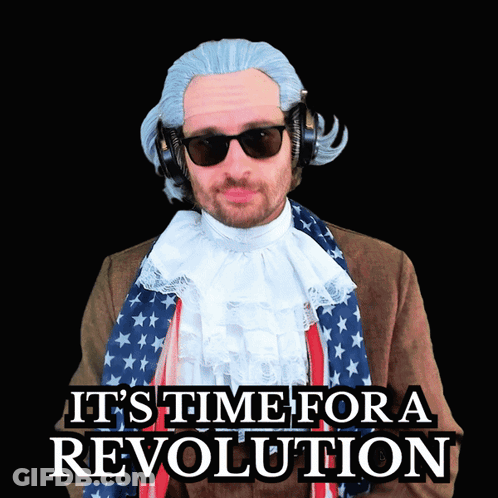 Man With Wig And Sunglasses Time For Revolution GIF