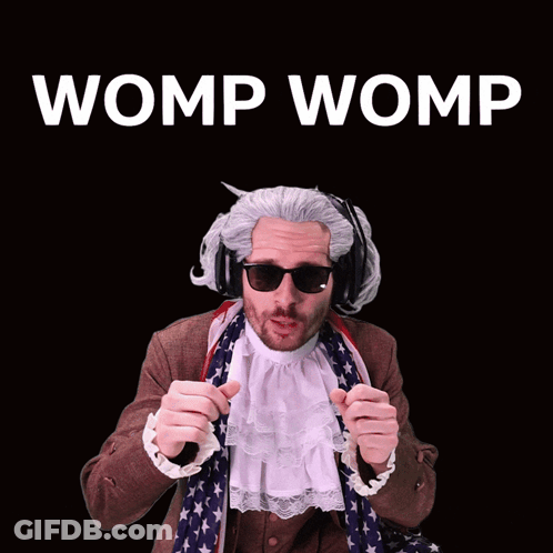 Man With Wig And Sunglasses Womp Womp Sign GIF