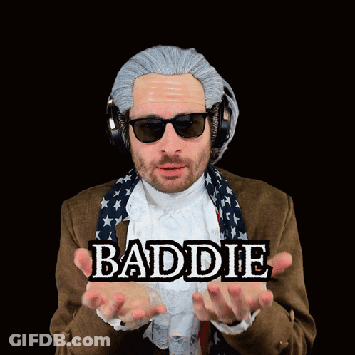 Man With Wig, Sunglasses, And Baddie Sticker GIF