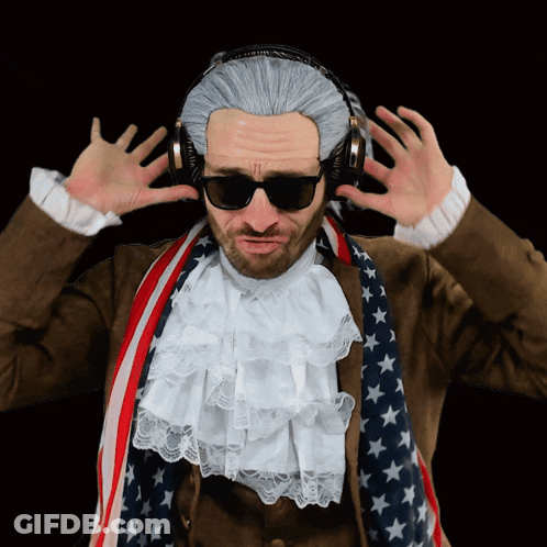 Man With Wig Sunglasses And Headphones GIF