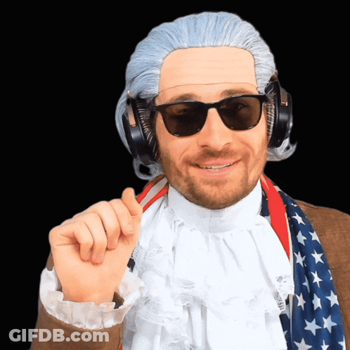 Man With Wig Sunglasses And Headphones GIF