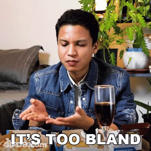 Man With Wine And Pizza Saying It's Too Bland GIF