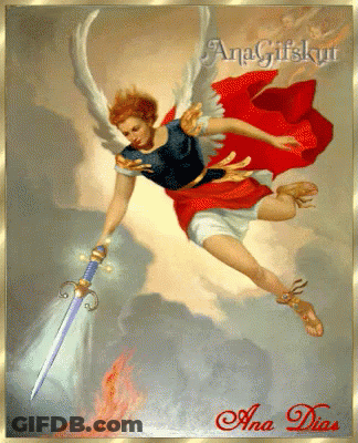 Man With Wings Holding Sword By Ana Dias GIF