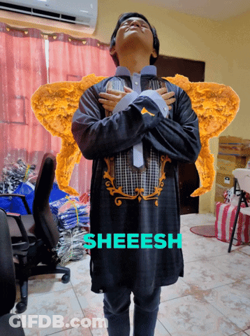 Man With Wings Wearing Sheesh Shirt GIF