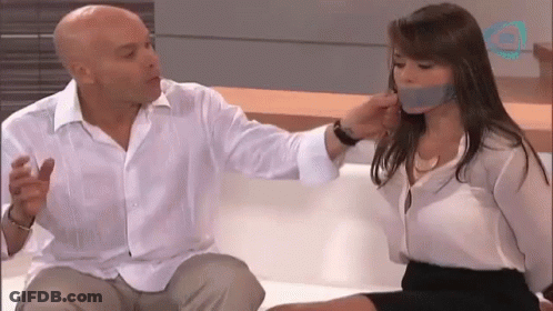 Man With Woman Taped To His Mouth GIF