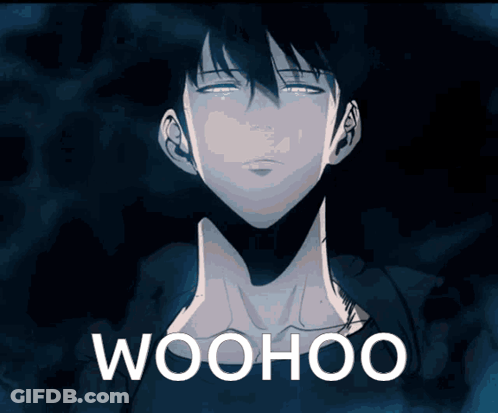 Man With Woohoo Text GIF