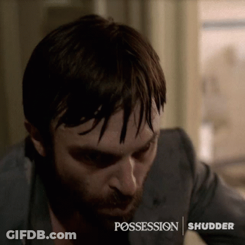 Man With Words Possession And Shudder GIF