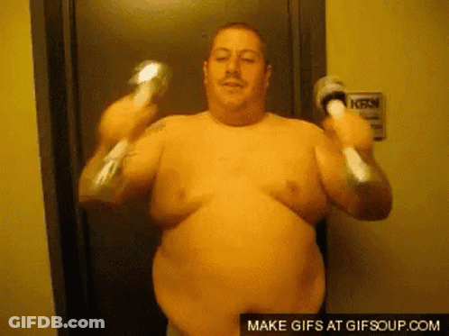Man Without Shirt Holding Slippers GIF