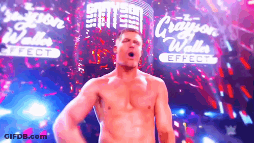 Man Without Shirt In Front Of Crayon Walker Effect Sign GIF