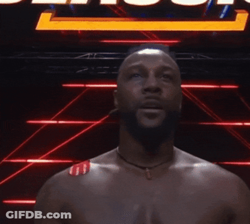 Man Without Shirt In Front Of UFC Sign GIF