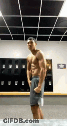 Man Without Shirt In Gym GIF