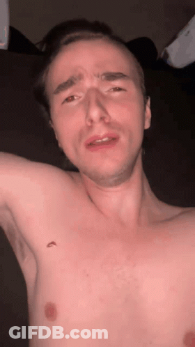 Man Without Shirt Making Face GIF