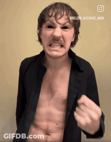 Man Without Shirt Making Funny Face GIF