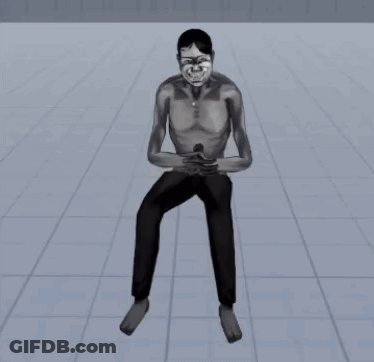Man Without Shirt Sitting On Floor GIF