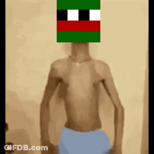 Man Without Shirt With Green Red Pixel Face GIF