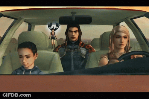 Man, Woman And Boy In Car Backseat GIF