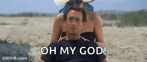 Man Woman On Beach Saying Oh My God GIF