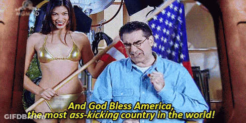 Man Woman Saying God Bless America Ass Kicking GIF
