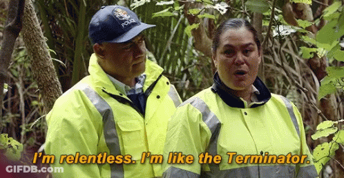 Man Woman Yellow Jackets Saying I'm Relentless GIF
