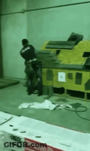 Man Working On Roof With Machine GIF