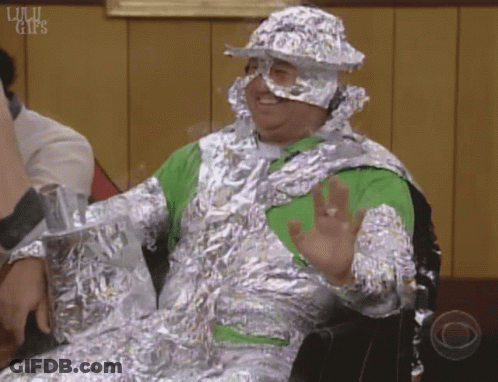 Man Wrapped In Aluminum Foil With Hat GIF