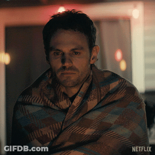 Man Wrapped In Plaid Blanket GIF